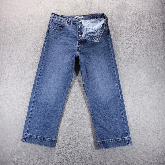 Levi's Denim - Levis Jeans Womens 32 Blue Ribcage Straight Ankle High Rise Button Fly Stretch